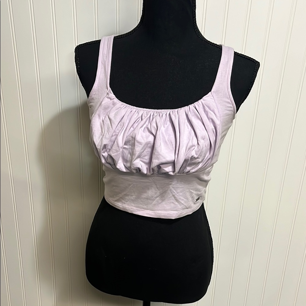Hollister Lavender Ruched Milkmaid Crop Top Medium NWOT